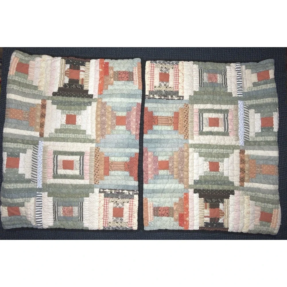 Pottery Barn Sham Set JAXSON Patchwork Quilted STANDARD Cotton Shams Farmhouse
